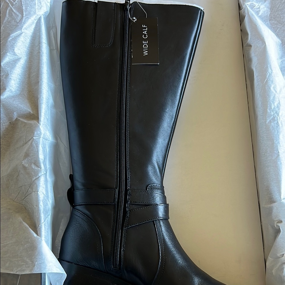 Rena Black Wide Calf Boots